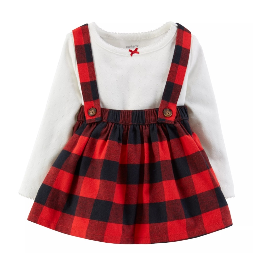 Carters 2-piece Set Skirt with suspenders & long-sleeve polo shirt for girls 2T.